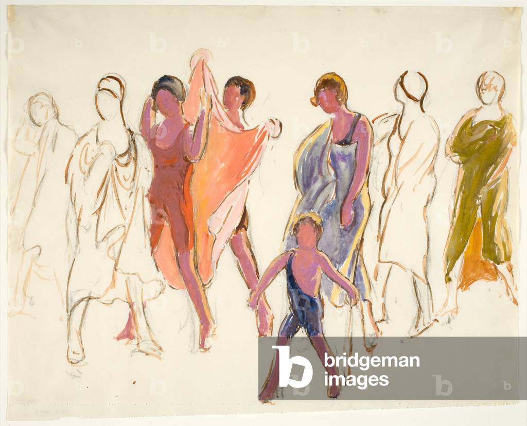 Bagnanti sulla spiaggia, c.1919 (senza carta)