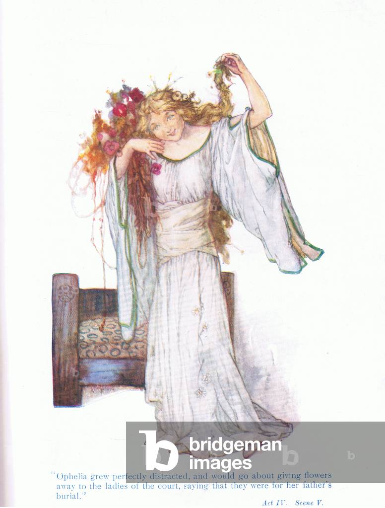 "Ophelia crebbe perfettamente distratta e dava via alle dame di corte (Amleto)" di A. Jackson