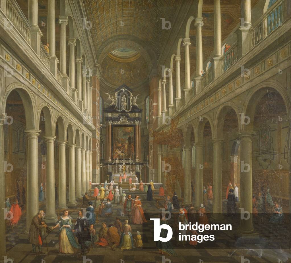 l'interno della Chiesa gesuita, Anversa (olio su tela)