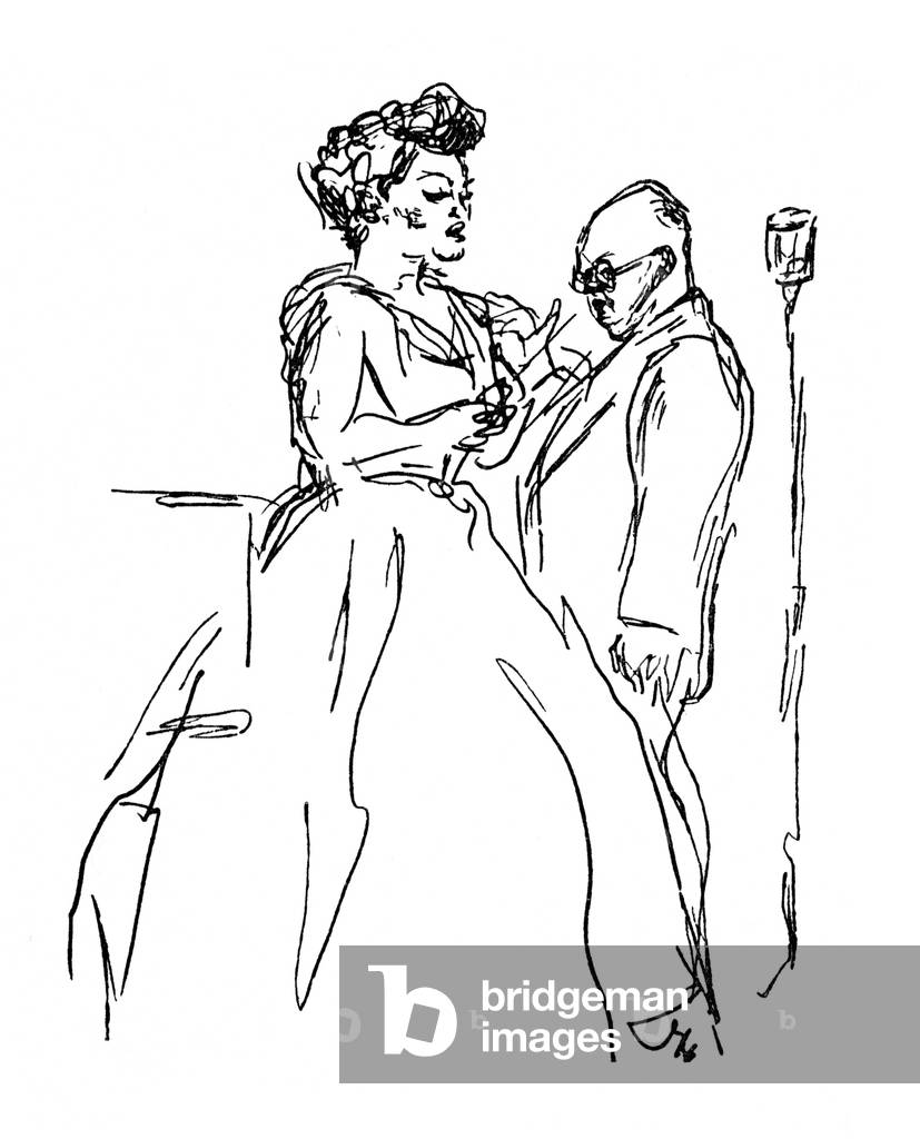 "Hindemith conduzione 1953 (disegno)" 1953 di Fred Benedikt Dolbin, b/w