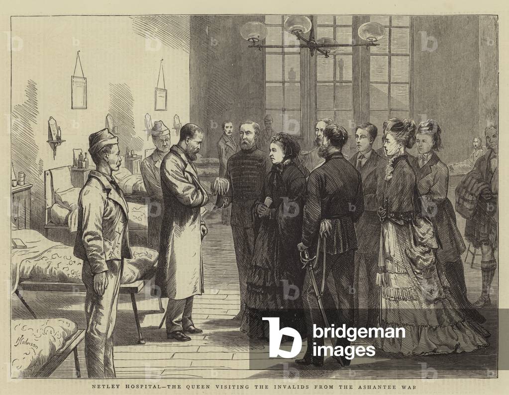Netley Ospedale, la Regina visitando gli Invalidi dal Ashantee Guerra (incisione)