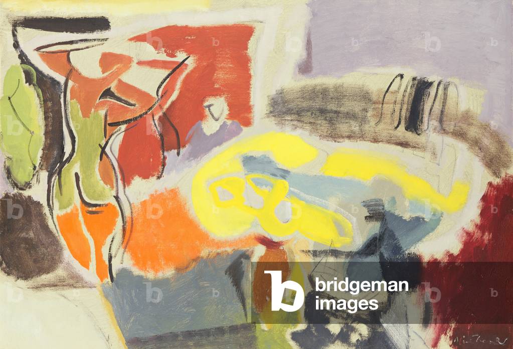 Interno con due figure, c.1960 (olio su tela)