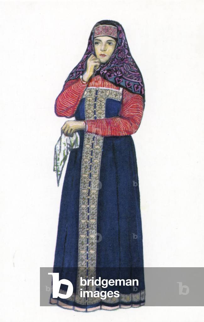 "Abito tradizionale russo - illustrazione di N. Vinogradova."