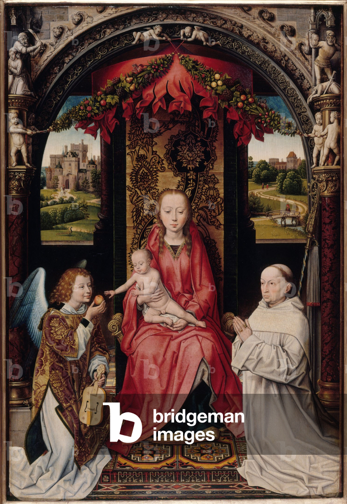 Image de Peinture représentant Vierge à l'Enfant avec un ange et un donateur 1499 par Unknown Artist