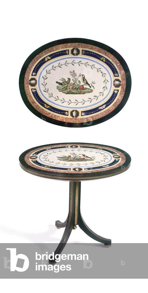 Mikromosaik-Tischplatte, Rom, Ende des 18. Jahrhunderts (Mosaik, Ormolu-Ebenholz & Satinholz)