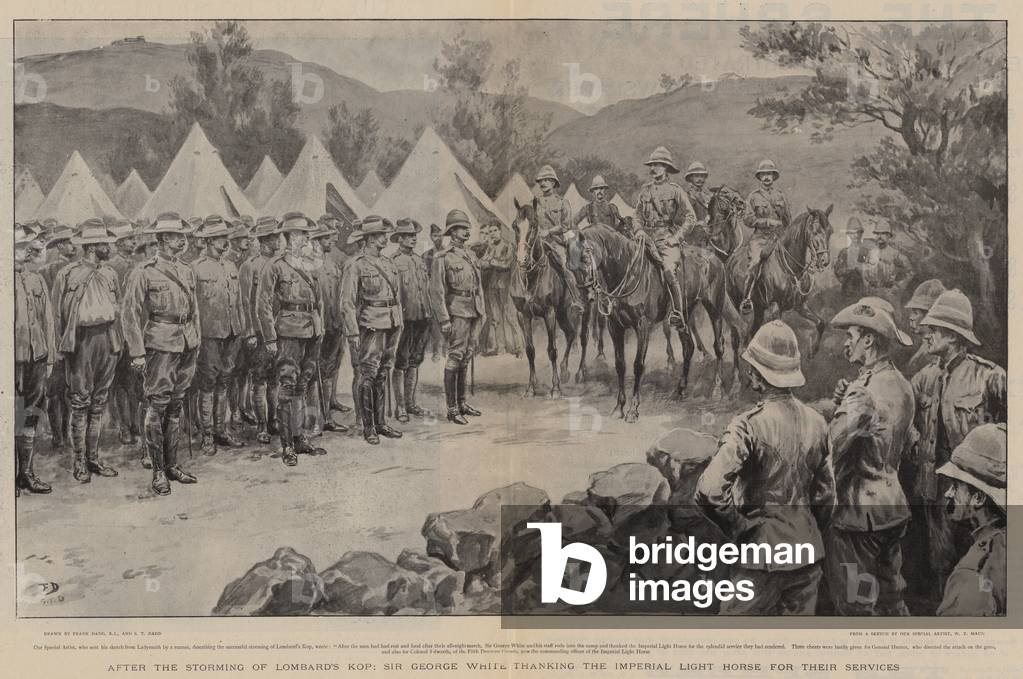 Dopo la tempesta di Lombard Kop, Sir George White ringraziando il Imperial Light Horse per i loro servizi (lit