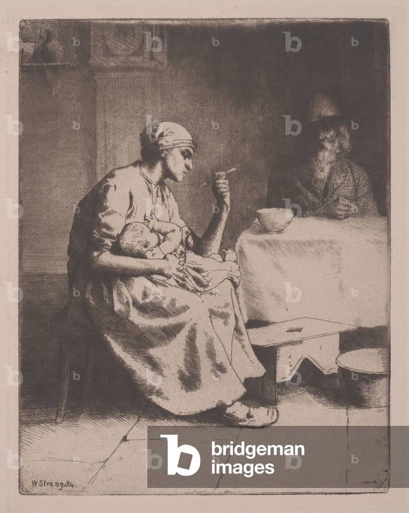 "La madre", 1884 di William Strang, b/w