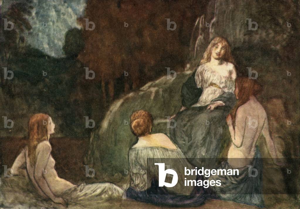 Wo die unhöfliche Axt, mit schwerem Schlaganfall, wurde nie gehört, die Nymphen zu dämpfen (Farbe Litho)