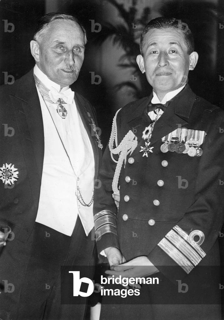 Karl Haushofer with the Japanese Naval Attache Yendo, 1939 (b/w photo)