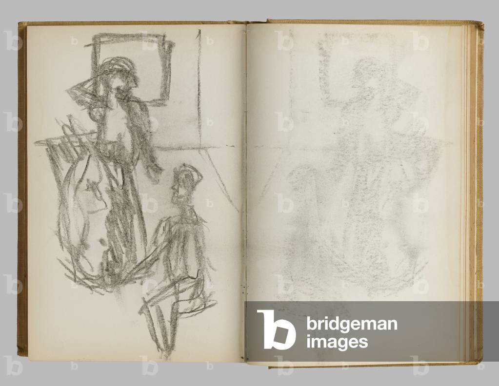 "Pagina da un album di schizzi" di Lucian Freud, b/w
