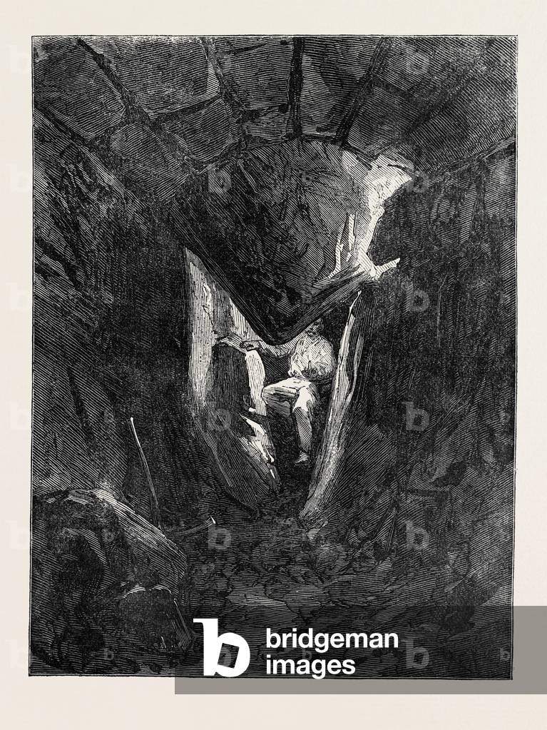 Image of Engraving depicting The Explorations at Jerusalem: Voussoir of Robinson's Arch Fallen Through the Arc