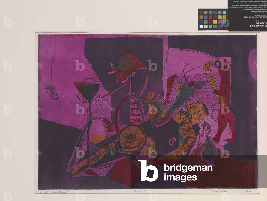 Immagine di Incisione "Indaco rosso (acquatinta e acquaforte a colori)" 1949 di Malcolm Haynie Myers