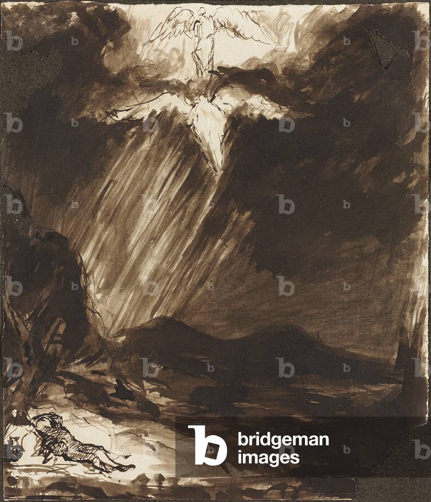 Study of Jacob's Dream (iron gall ink on paper) by John Constable, b/w