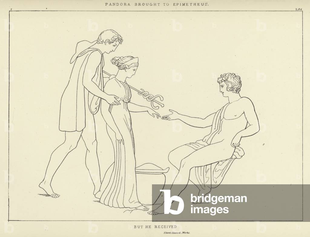 "Pandora portato a Epimetio (incisione)" di John Flaxman, b/w