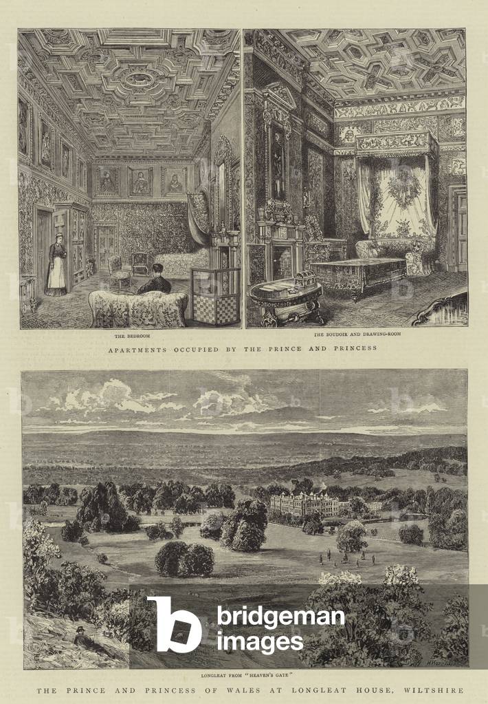 The Prince and Princess of Wales at Longleat House by English Artist, b/w