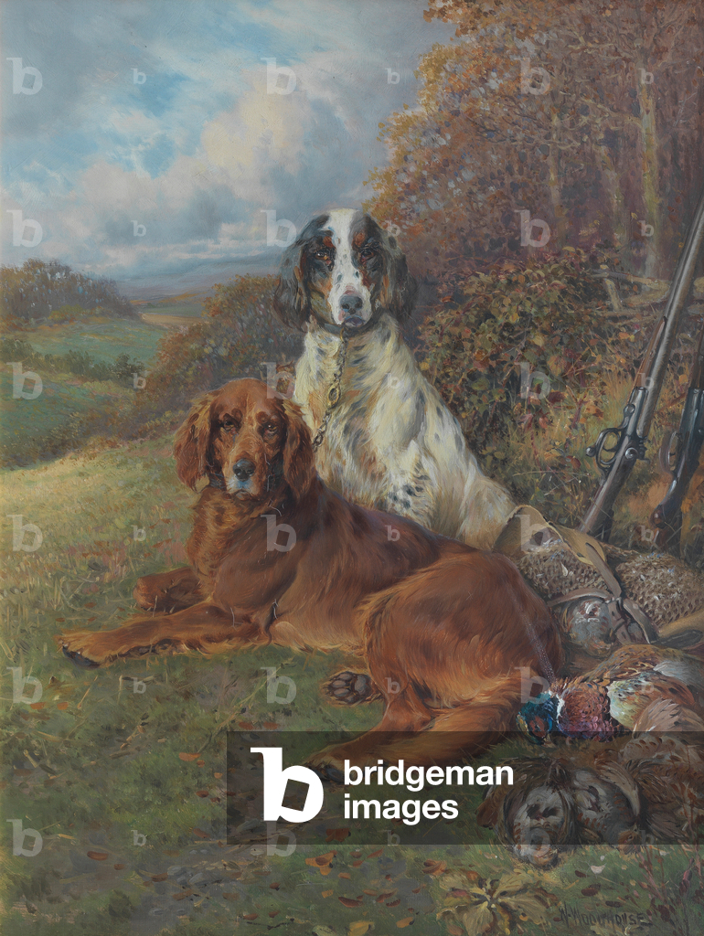 Image of Painting depicting Setters with the day's shoot (oil on canvas) by William Woodhouse