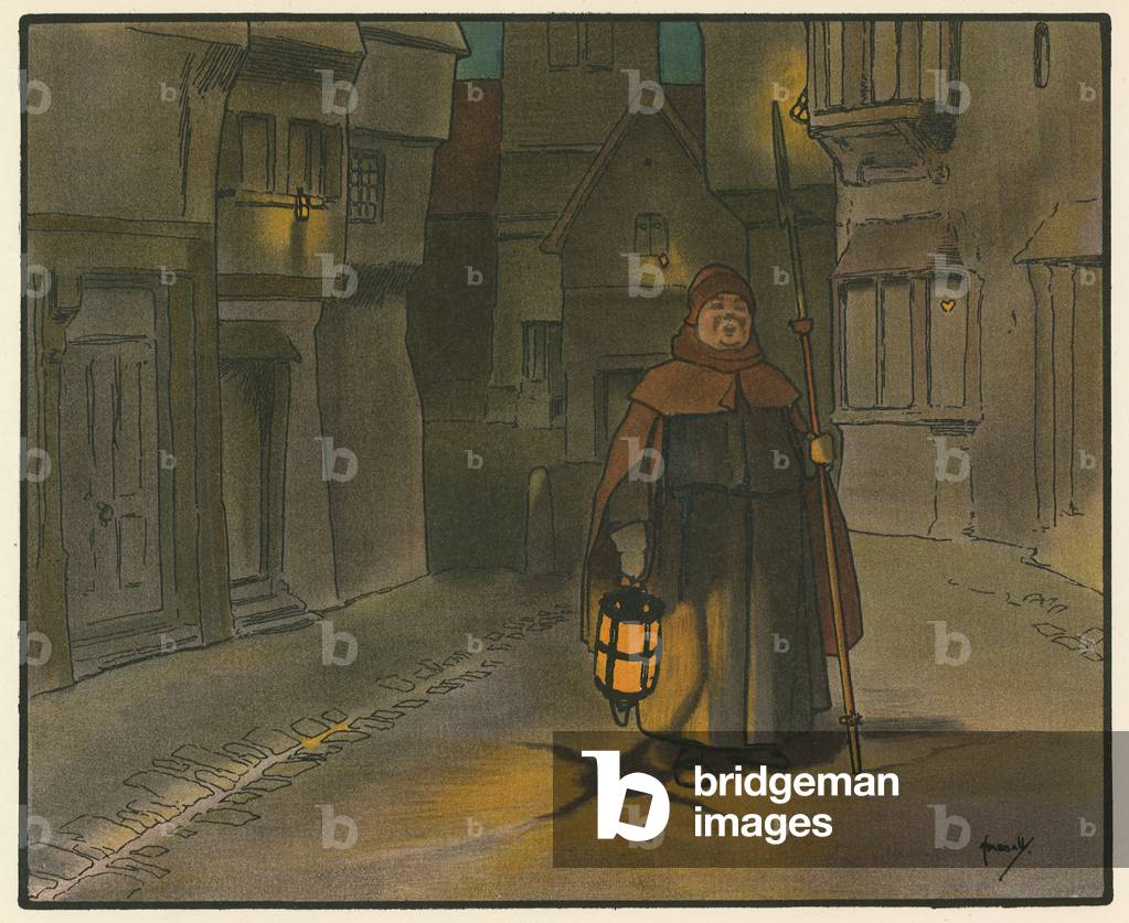 Elizabethan London bei Nacht (Farbe litho)