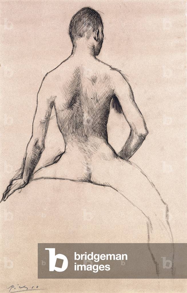 Junger Mann und Pferd, 1906 (Holzkohle auf grauem Papier)