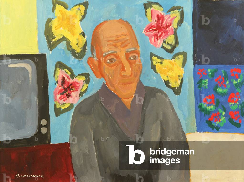 Bild von Zeichnung "Mann und Fernseher" 1970 von Tatyana Alyoshina