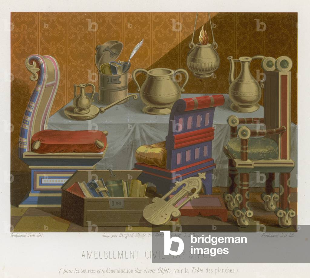 Möbel und Objekte des 9. Jahrhunderts (chromolitho)