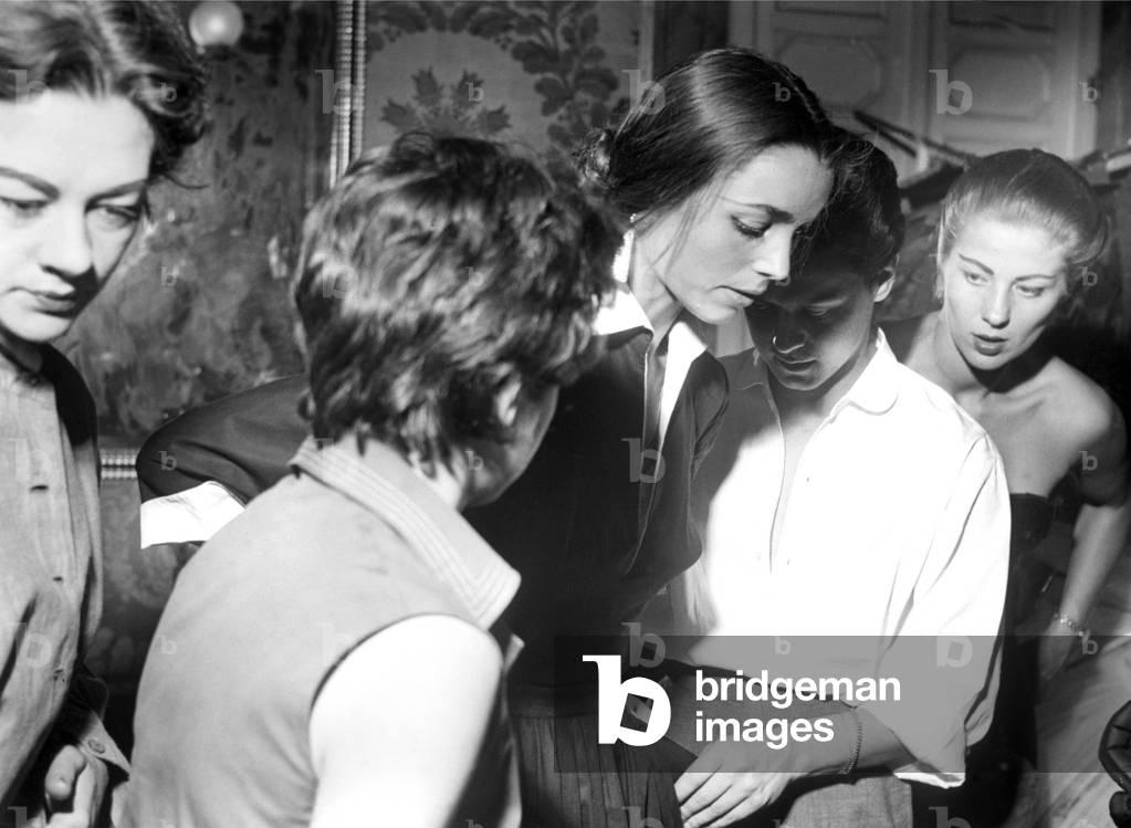 Image of Photography depicting The designer Roberto Capucci in his workshop with Elsa Martinelli at her debut 