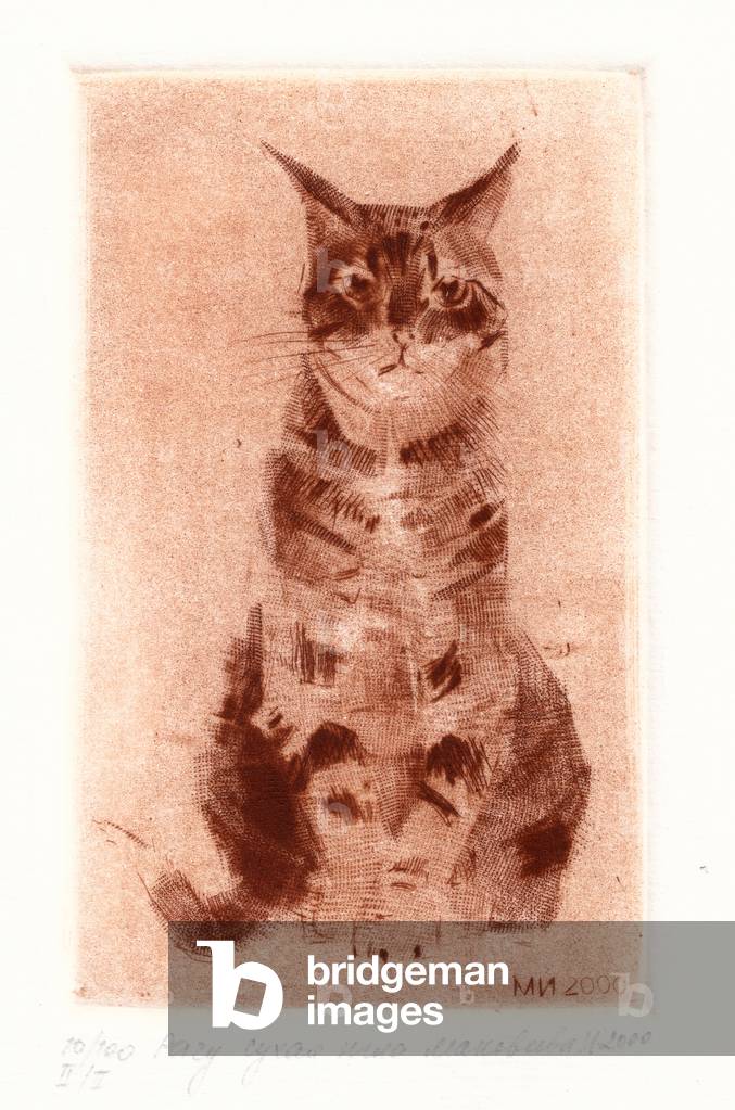 Image of Engraving depicting Cat, 2000 by Irina Makoveeva