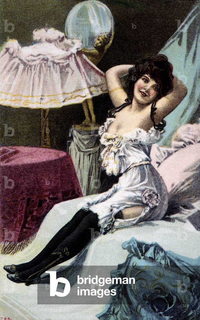 Image of Photography depicting Seated Woman Wearing Lingerie by Unknown photographer