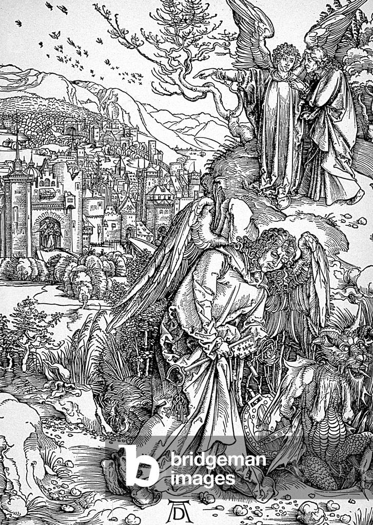 Image of The Angel with the key of the abyss, engraving by