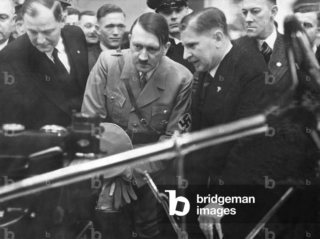 Image of Adolf Hitler at the Car Show in Berlin, 1935 (b/w