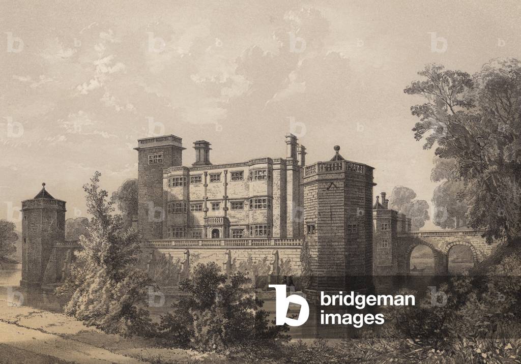 Bild von Gravur "Caverswall Castle" von English School, b/w
