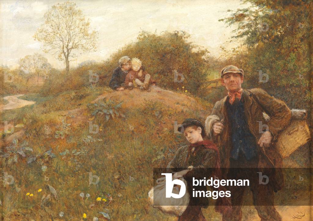 Bild von Gemälde "Umzug", 1891 von Hubert von Herkomer, b/w