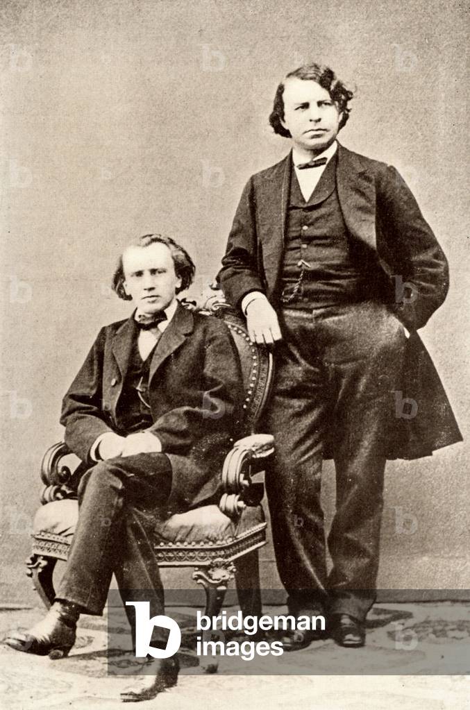 Immagine di Fotografia "Johannes Brahms con Joseph Joachim" 1801 di German Photographer, b/w
