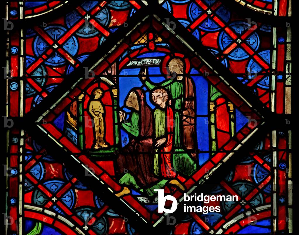 Window w6L  A scene of idolatry: a saint warns. Is I 1-6 (stained glass) 1246-48 by French Artist