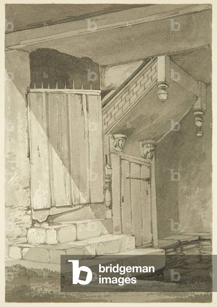 Mary Robinson's (Perdita) room door in the north cloister of Bristol Cathedral (pencil & w/c on paper)