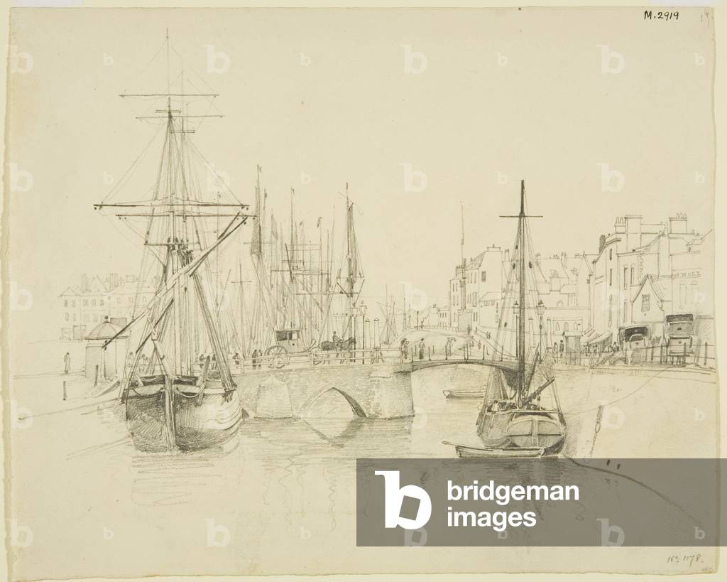 Zugbrücke, nach Süden, 1826 (Bleistift auf Papier)