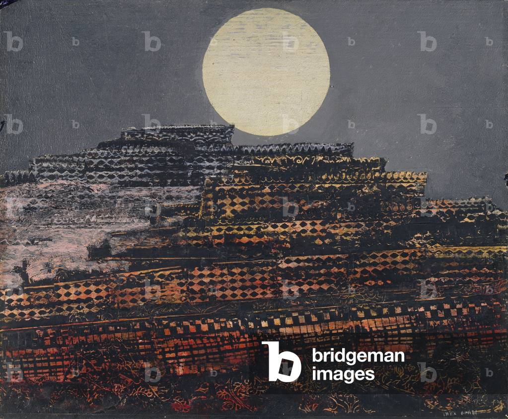 Immagine di Dipinto "La Ville Petrifiee (la città pietrificata) 1933 (olio su carta su tavola)" 1933 di Max Er