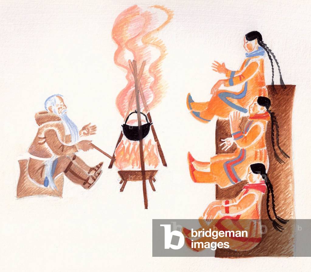 Image of Painting depicting Illustration from 'A Friendly Family's Tales' 1983 by Marina Uspenskaya