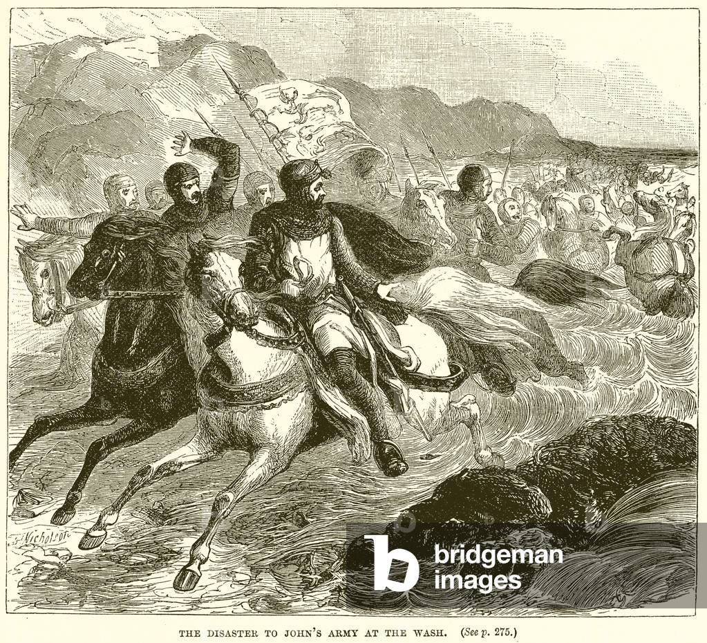 die katastrophe zu John's Armee bei der wäsche (gravieren)