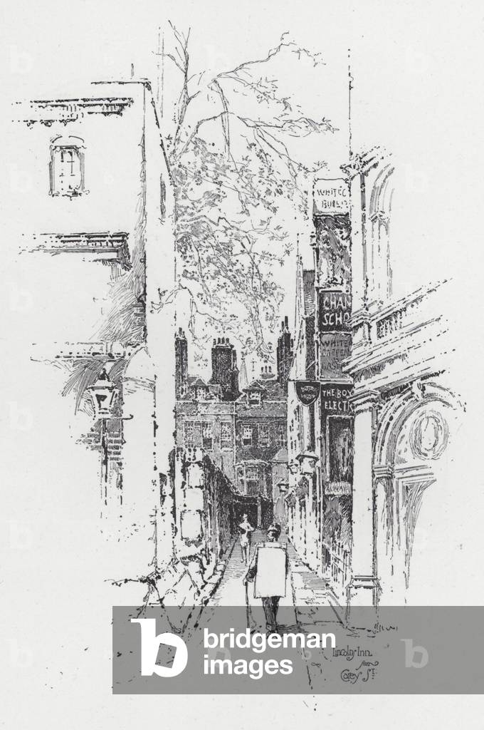 Lincoln's Inn from Carey Street (engraving) by Herbert Railton