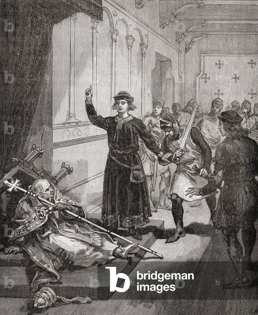 Immagine di Stampa "Sciarra Colonna e Guillaume de Nogaret attaccano papa Bonifacio VIII" 1855