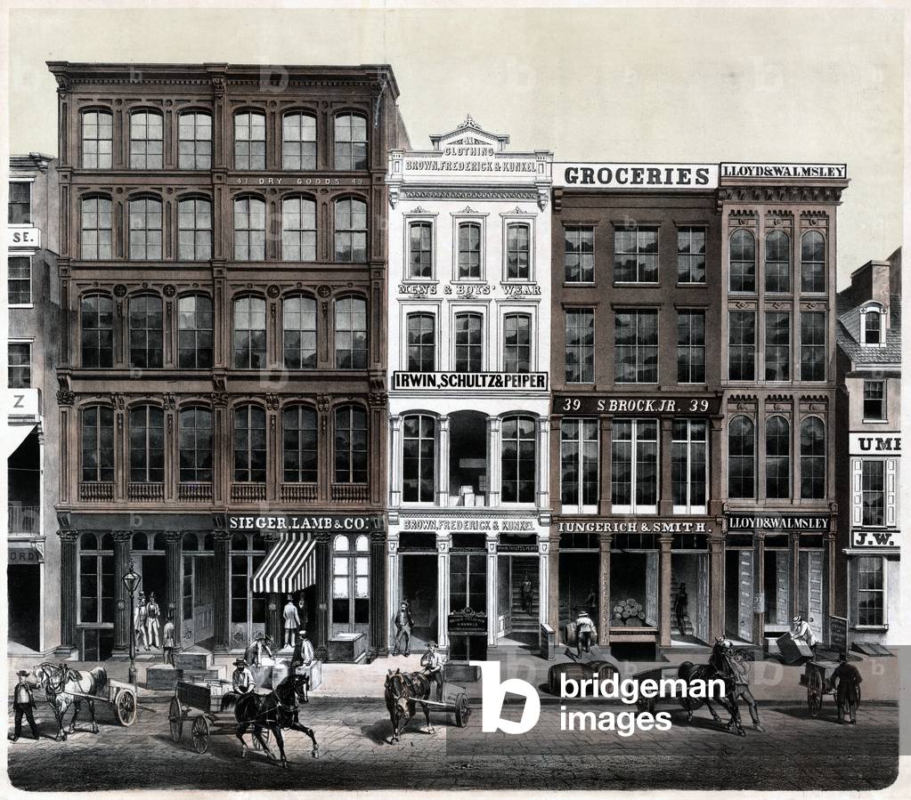 Brown, Frederick & Kunkel, Kleidung Warerooms, 41 North Third Street, Philadelphia, 1855 (litho getönt mit ein