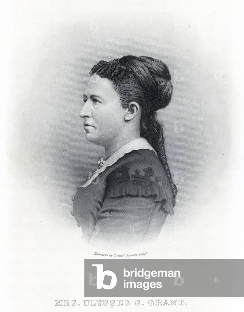"Frau Ulysses S Grant (Gravur)" von American School, b/w