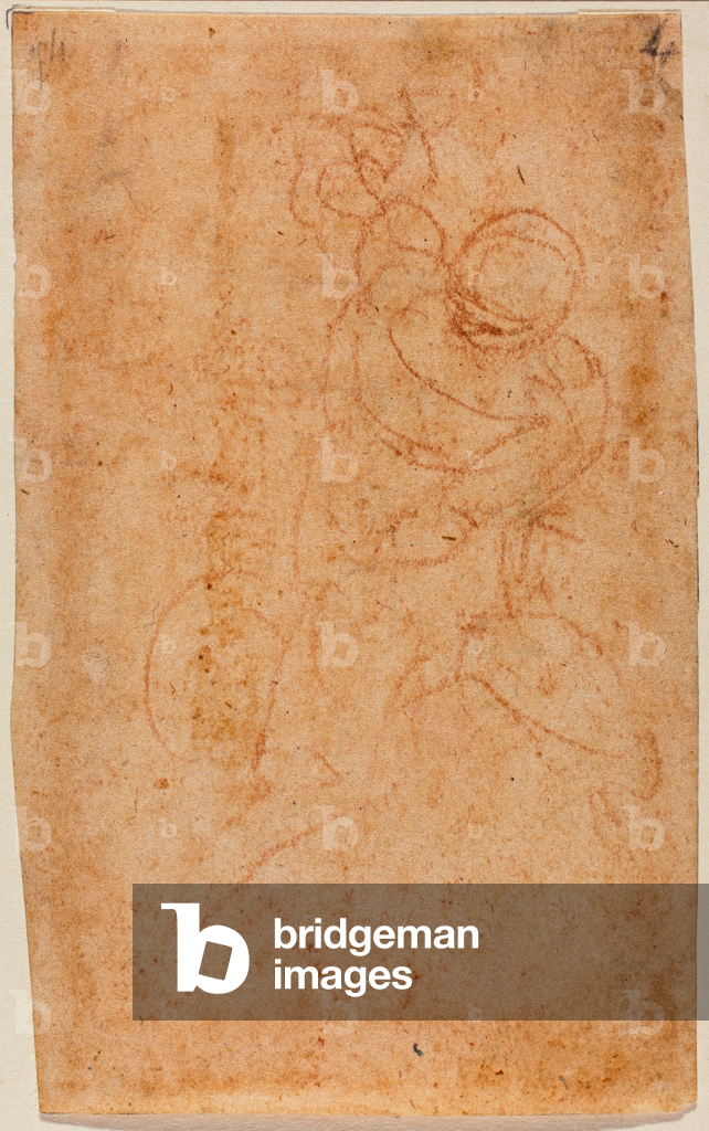 Image of Drawing depicting Seated male nude 1533 by Michelangelo Buonarroti