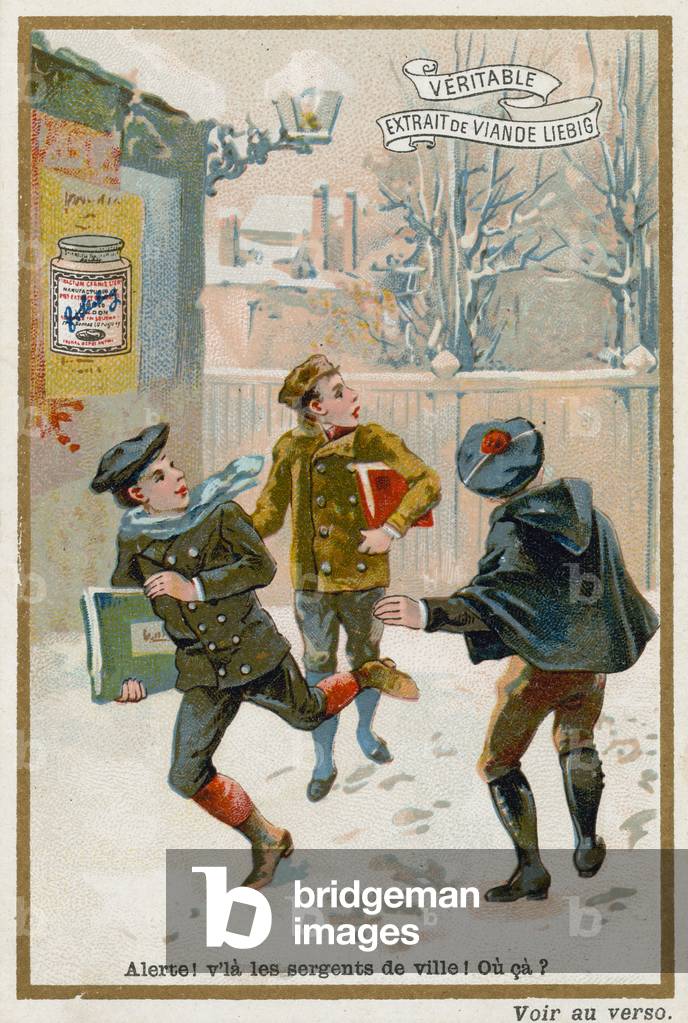 Vorsicht! Da ist die Polizei! Wo ist das? (Chromolitho)