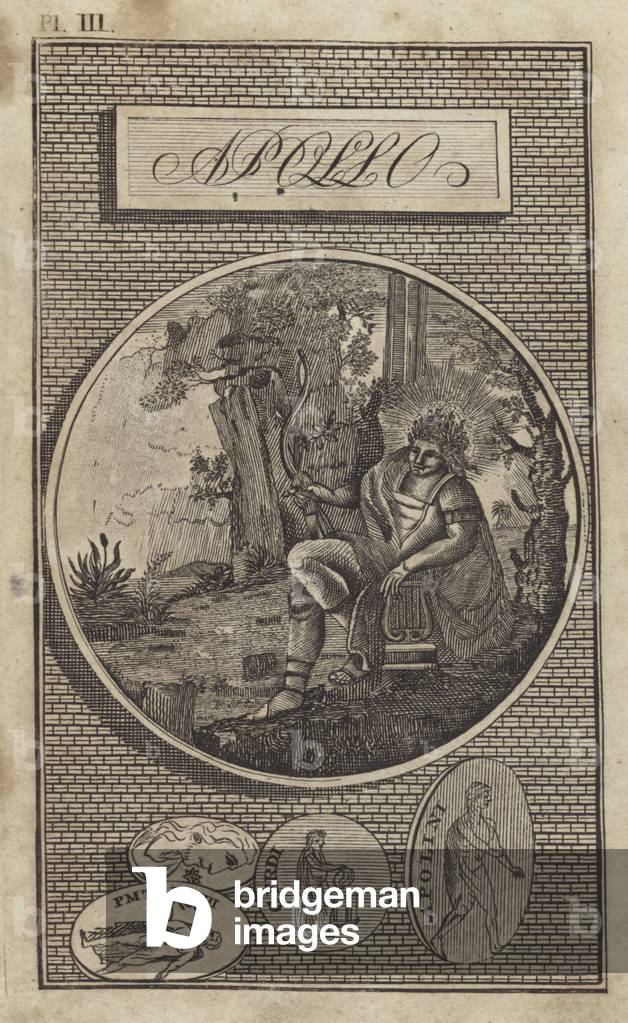 Apollo, antico dio greco (incisione)