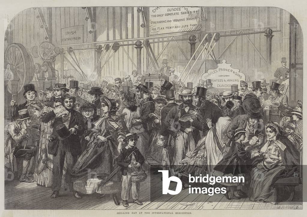 "Giornata dello scellino alla Mostra Internazionale (incisione)" 1862 di Alfred William Hunt, b/w