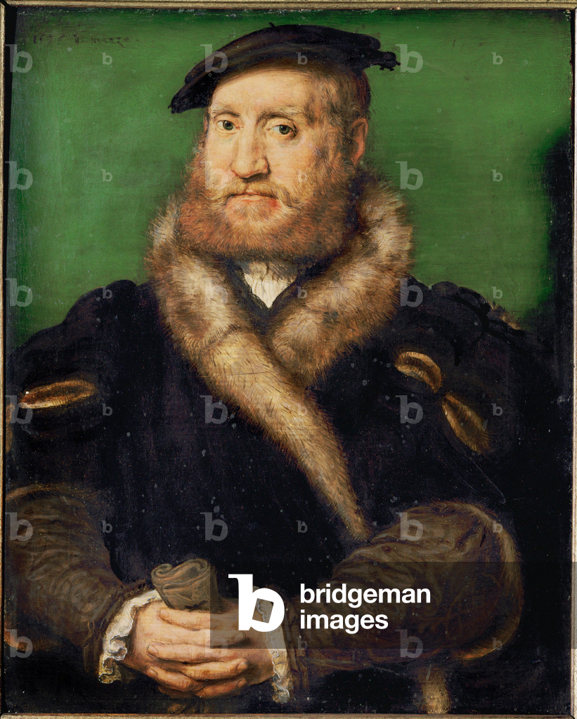 Portrait of a bearded man with fur-coat (painting on oak)