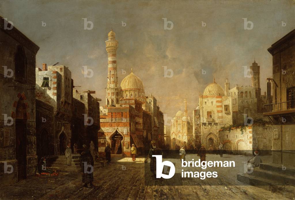 Scena da una strada araba (olio su tela)