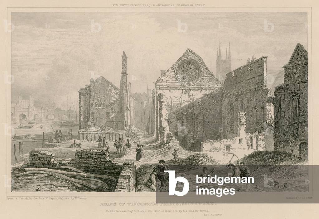 Ruinen von Winchester Place, Southwark, London (gravieren)