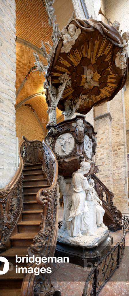 Bild von Fotografie "Stiftskirche. Innere. Kanzel. Laurent Delvaux (1696-1778). Marmor und Holz. Barock."